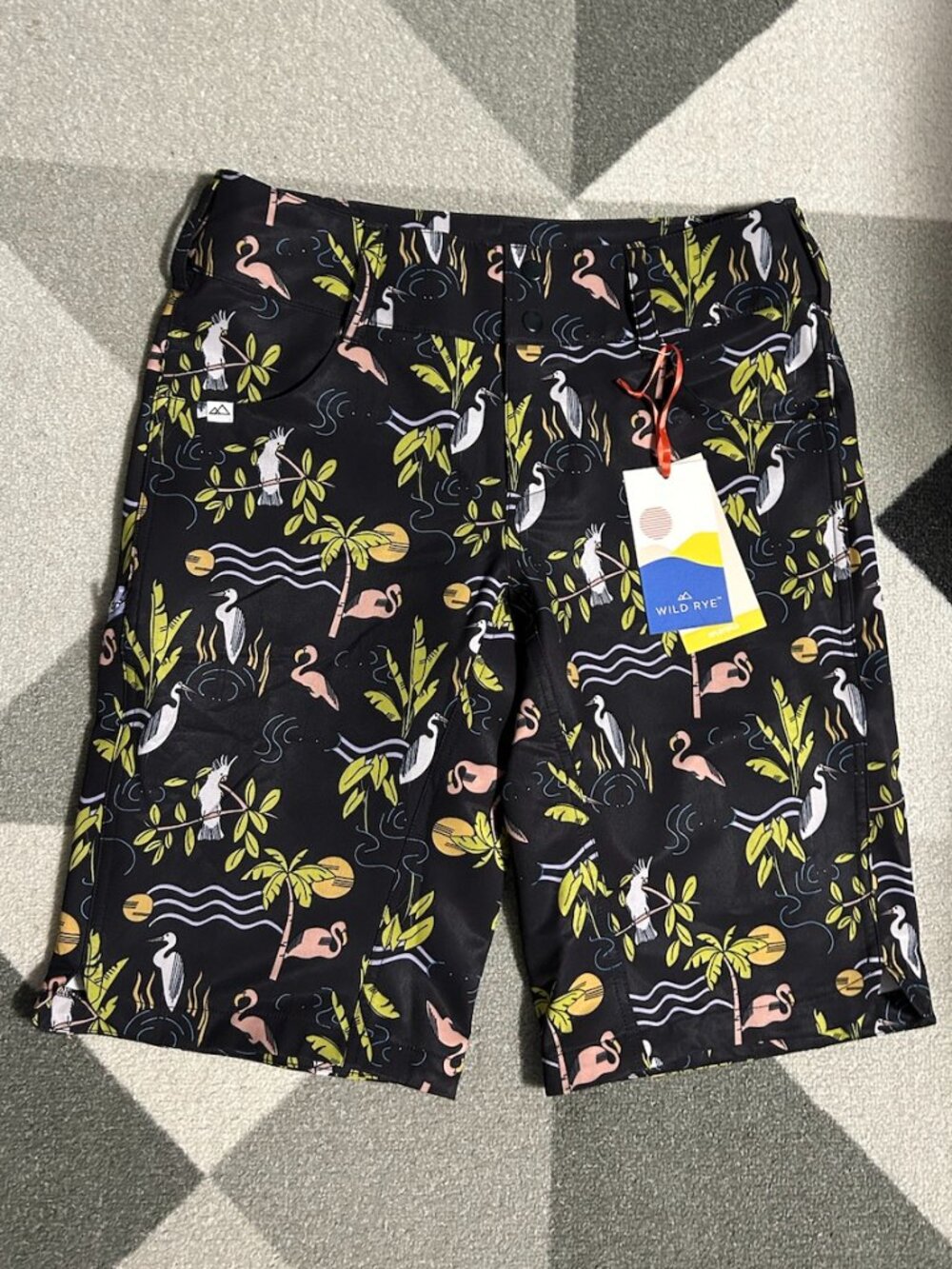 NWT Wild Rye Kaweah Mountain Bike Shorts Deco Birds/Tropical Women's Size 6